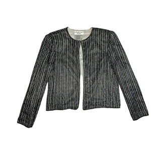Papell Evening Gray Beaded Jacket Size Petite Small